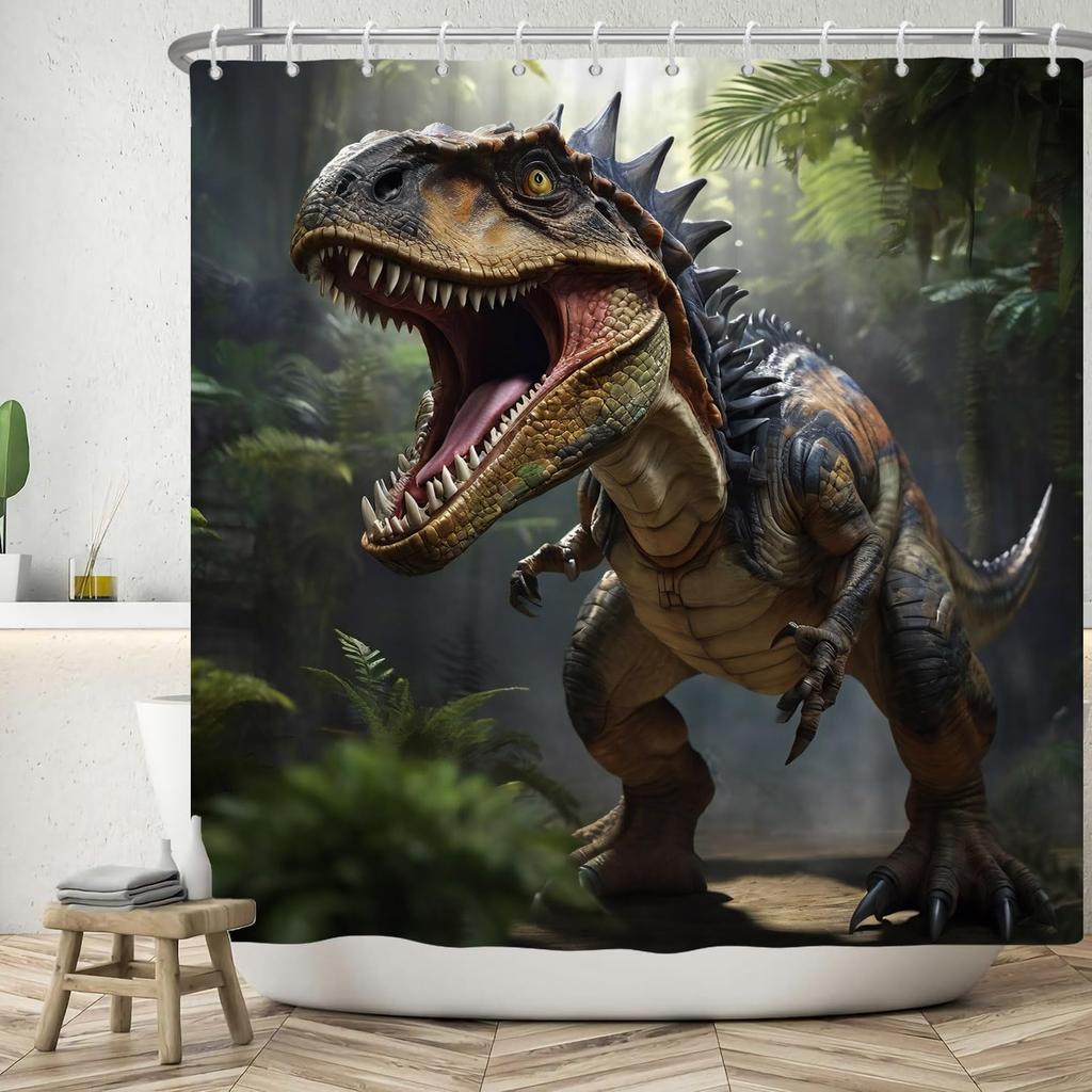 Cute Animal Abstract Style Shower Curtain Cartoon Fun Pet Theme Shower Curtain Children'S Bathroom Decoration With Hook