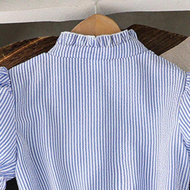 Girl Short Sleeves Striped Print Dress Children Kid Casual Summer Beach Sundress Princess Dresses Clothes