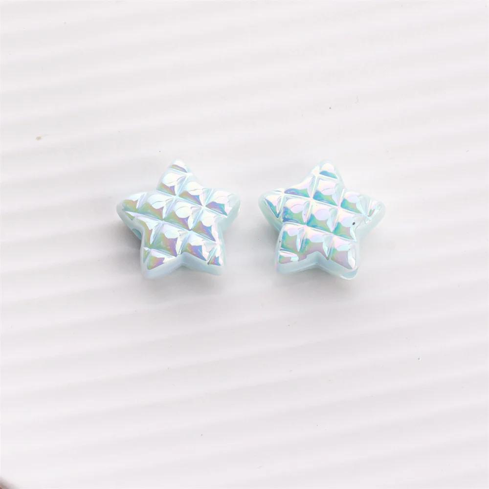 TX07 5Pcs Candy Waffle Pentagram Rhombus Love Pineapple Acrylic Charm Bead Handmade Straight Hole DIY Accessories Trend Bracelet