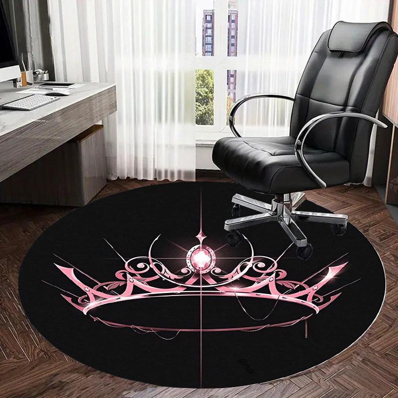 1pc Shiny Pink Tiara Round carpet, Made of Polyester,Perfect for Decorating Office Chairs, Living Rooms,fplt017