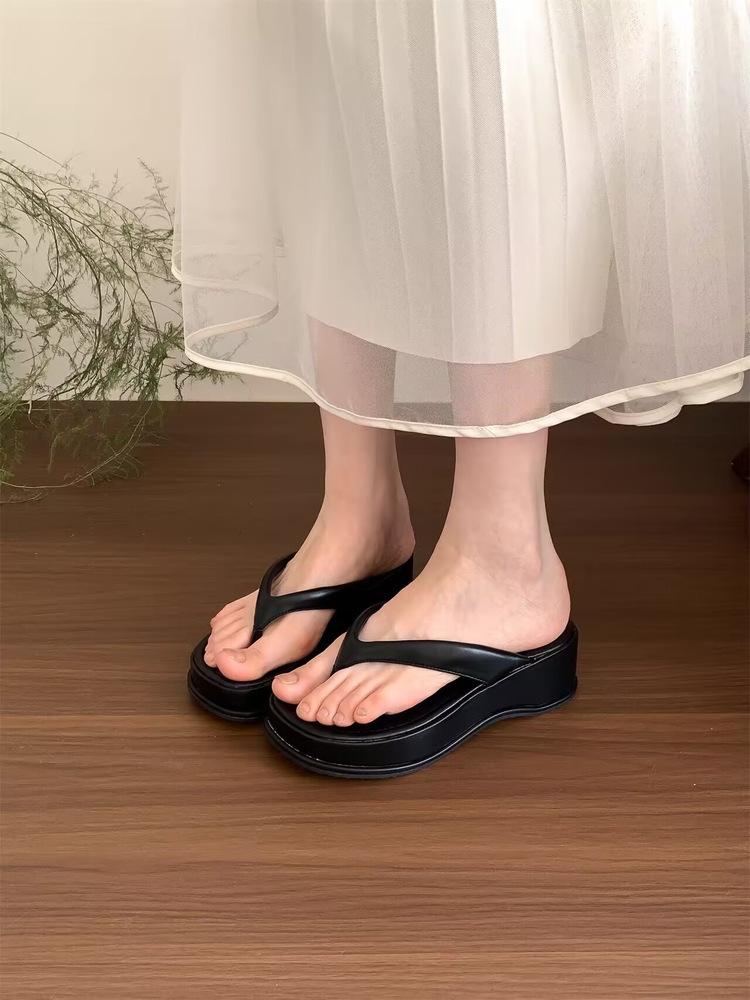 

Туфли на танкетке на высоком каблуке серебристые шлепанцы с перемычкой женская обувь для улицы лето 2025 обувь на платформе сандалии 35 чёрный