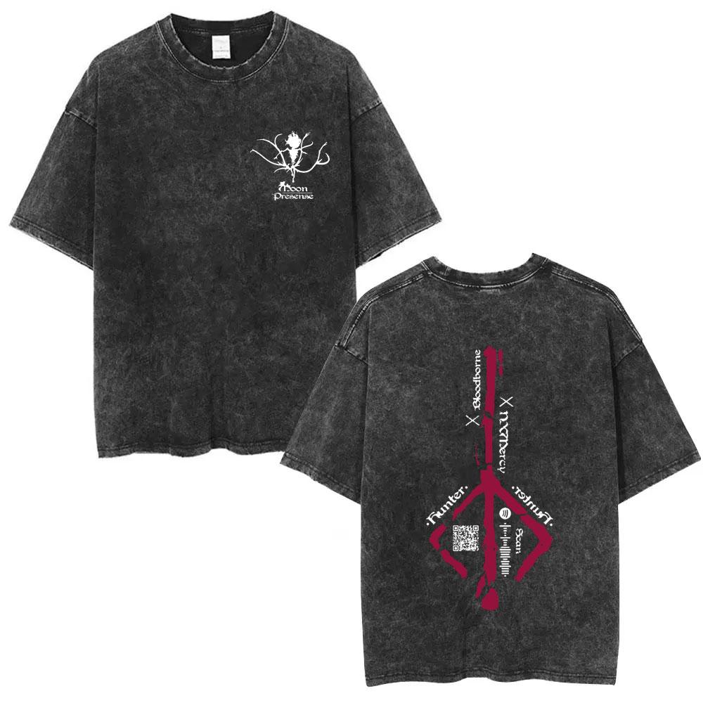 Washed Vintage Game Bloodborne Fear The Old Blood T Shirt Men Women Casual Oversized Tshirt Male High Quality Cotton Tshirts