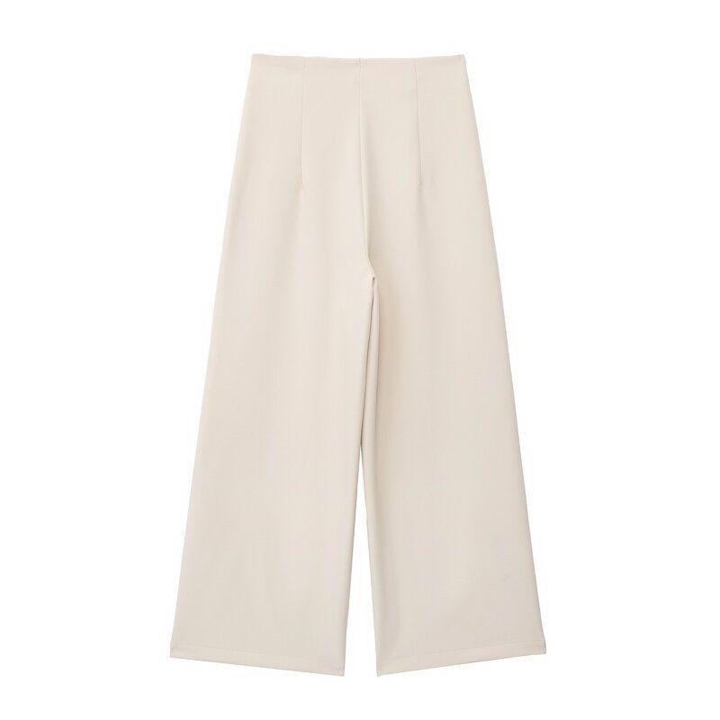 Fashion Style 2024 Spring/Summer New Arrival Women's Clothing High Waist Stylish All-Matching Wide Leg Cropped Pants 2731085 806