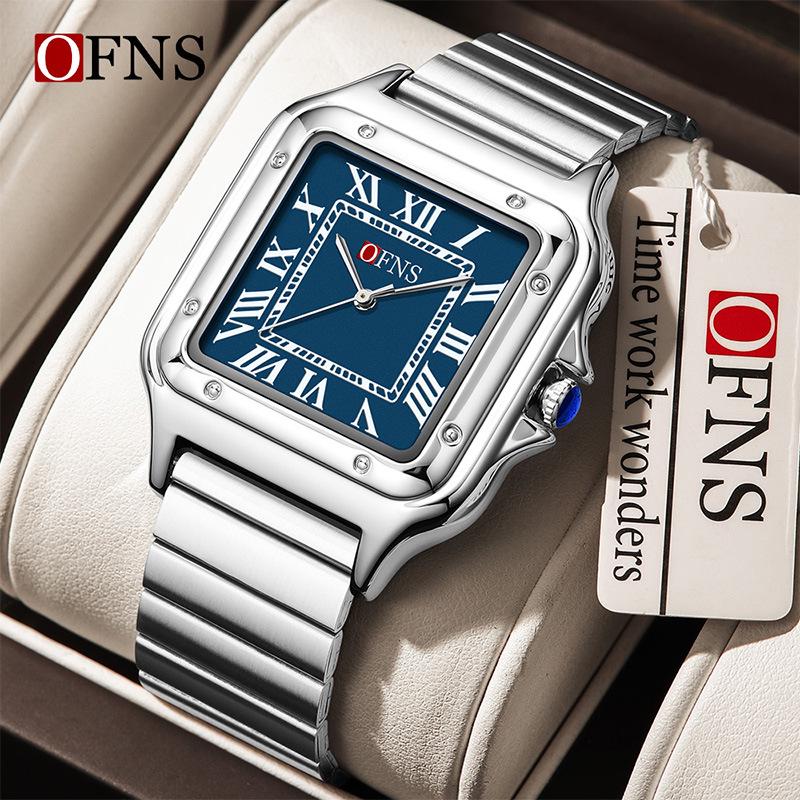 OFNS Luxury Waterproof Couple Watches with Roman Dial - Versatile Square Design for Women and Men