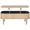 1000 Mm Lift Top Coffee Table, Fluted Oval Coffee Table with 3 Hidden Compartment, Mid Century Wooden Oval Center Desk with Storage, Lift Up Tabletop