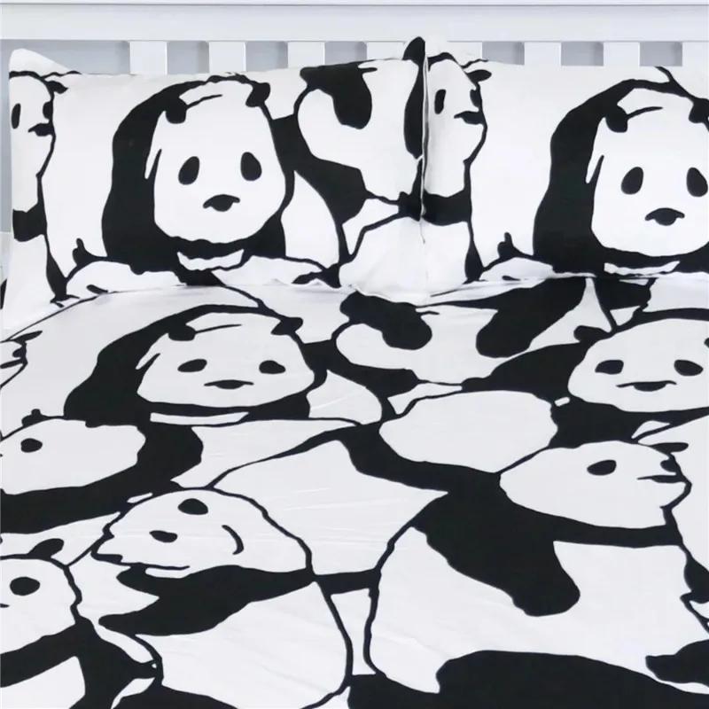Comforter Pandas Bedclothes Bedding Set Cartoon For Child 100% Bamboo Fiber Sets For Beds 3 Pcs White Black Bed Set