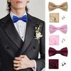 1 Set Erkek Papyon Kiti Düz Renk Papyon Mendil Kol Düğmesi Seti Düğünler İş Etkinlikleri Kıyafet Aksesuarları