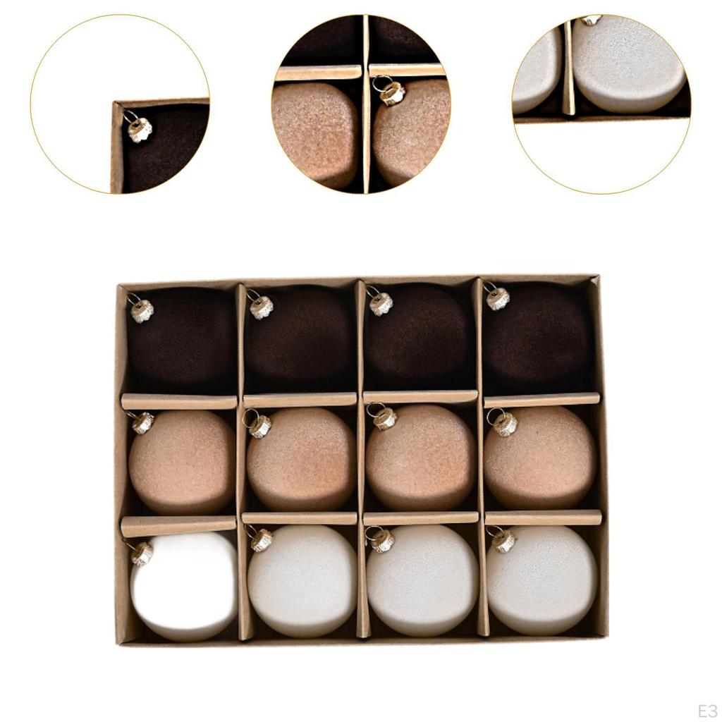 12 Pieces - Ornaments, Flocked Christmas Decoration, Shatter Decorative Balls