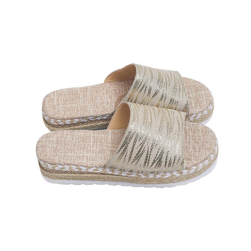 2025 Sommer neue einfarbige Damenslipper mit runder Spitze, Modestil, Übergröße, dicksohlig