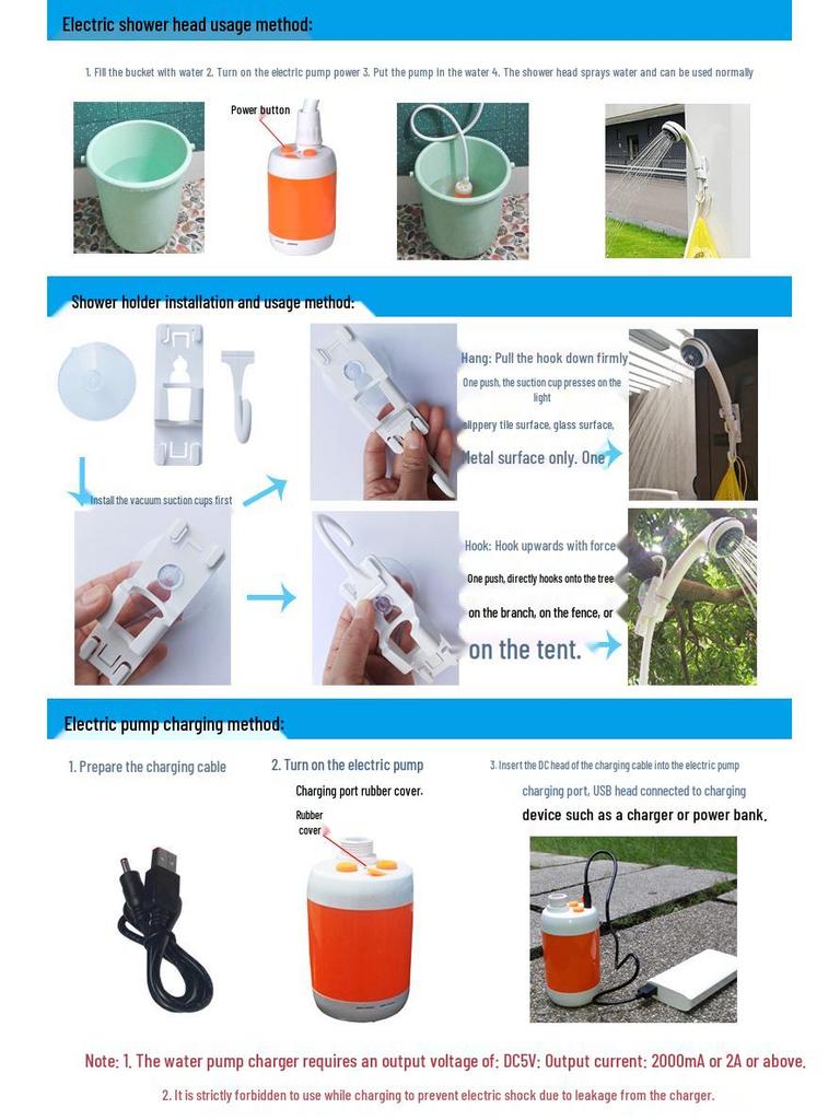 Electric Shower Head for Pet and Outdoor Camping Bathing