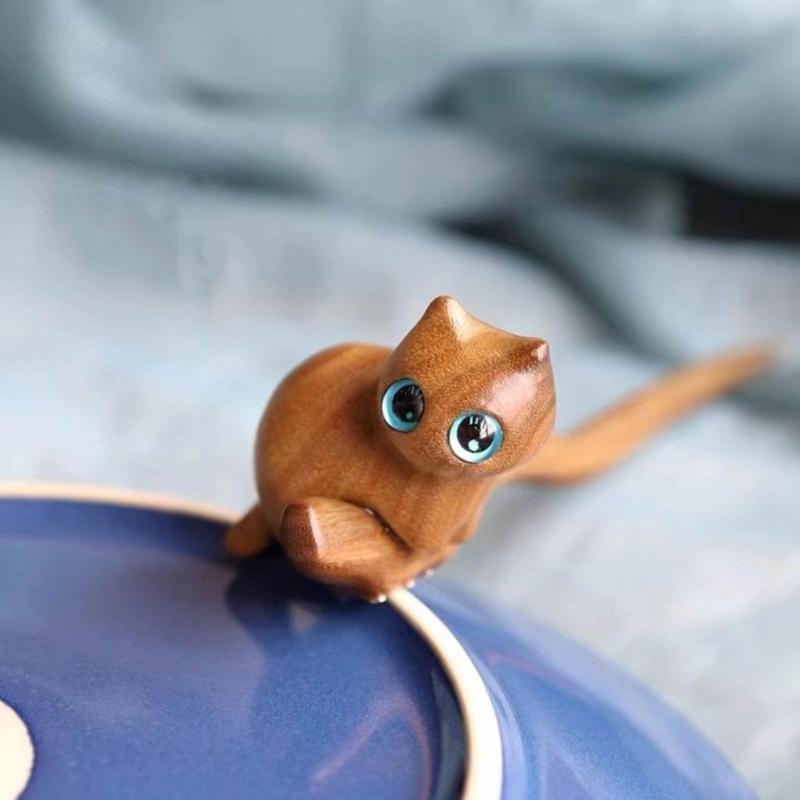 Antike Katze Haarnadel Chinesischer Stil Haarstab Holz Haarnadelstab zum Fotografieren Haarstyling-Accessoire Kopfschmuck