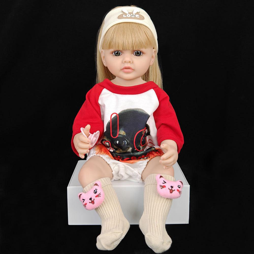 55 cm 22 zoll Lebensechte Reborn Baby Mädchen Puppe Weiche Silikon Lange Braune Haare Realistische Prinzessin Kleinkind Bebe Geburtstag Geschenk