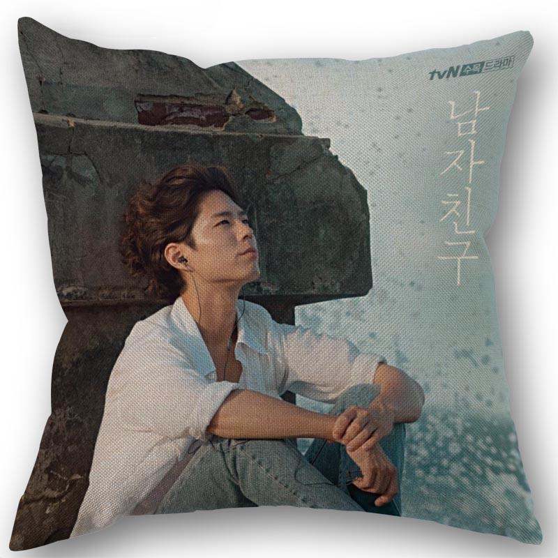 New Custom Park Bo Gum Kpop Pillowcase Cotton Linen Fabric Square Zipper Pillowcase 45X45cm Wedding Decorative Pillow cover