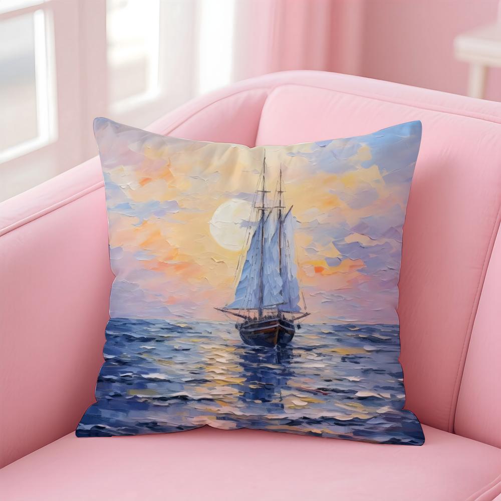OscarClaude Monet Kissenbezug Leinen Kissenbezug Weiche Dekoration für Sofa Wohnzimmer
