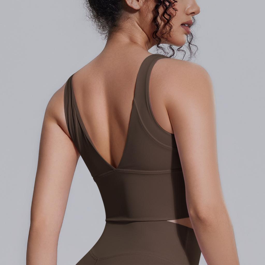 Solid Color High-intensity Yoga Vest Chest Pad Shock-proof Sports Bra Breathable Push-up Running Fitness Bra For Women