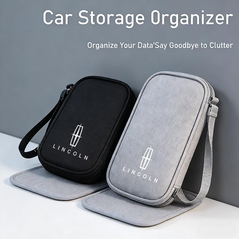 Portable Car Travel Storage Bag Keys Earphone Card Pouch Auto Interiors For Lincoln Z Navigator Town-car Aviator MKZ Corsair gyu7