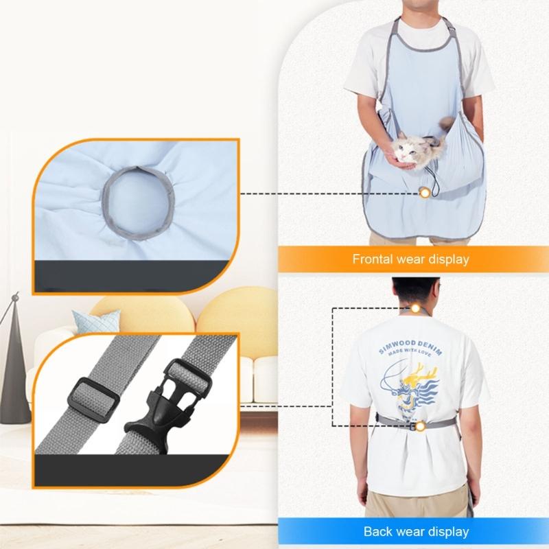 Hands Frees Cats Holder Hair Resistant Apron with Adjustable Strap Comfortable Breathable Carrying Bag for Pet