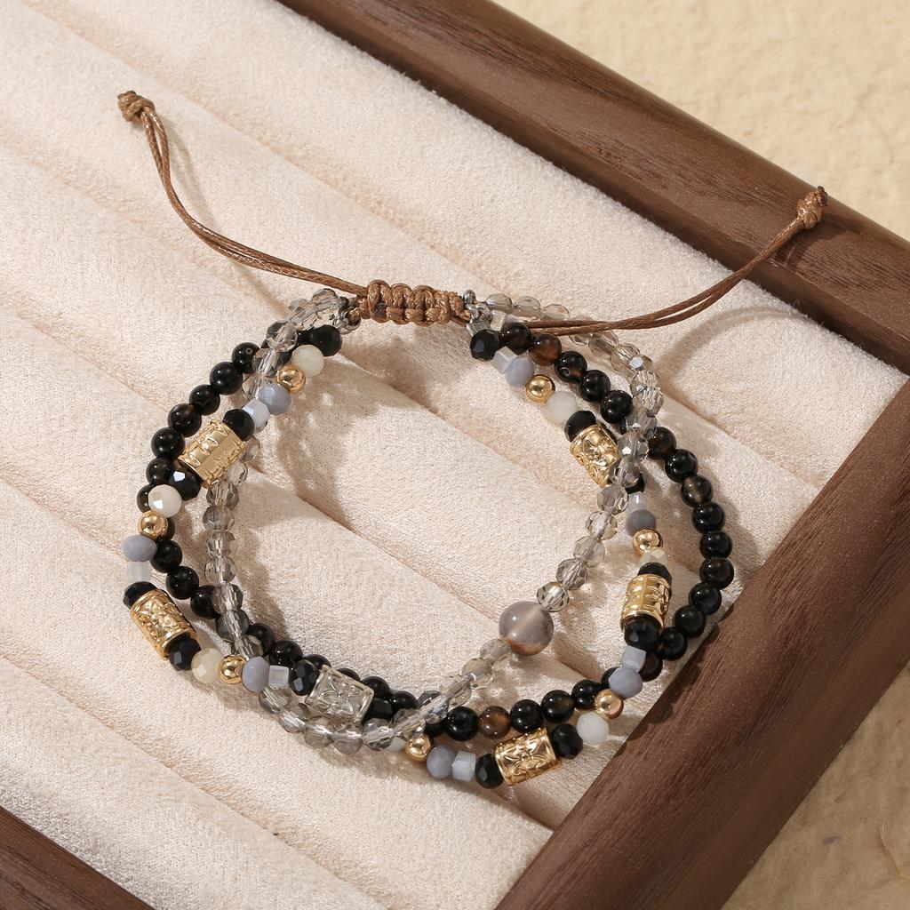 Multicolor Layered Beaded Adjustable Bracelet Set for Women Bohemian Handmade Jewelry Gift