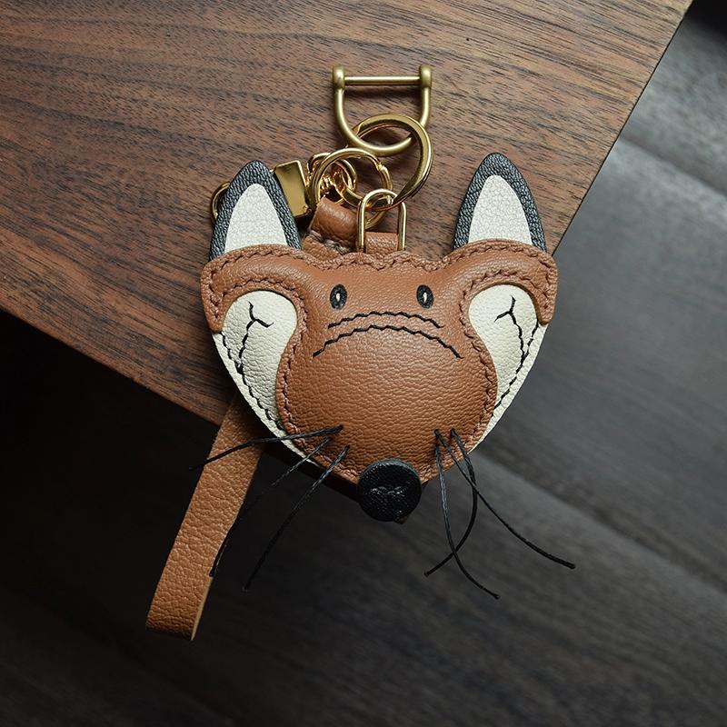 Fox Original Design Fox Leather Handmade Car Key Bag Pendant Personalized Niche Gift Keychain