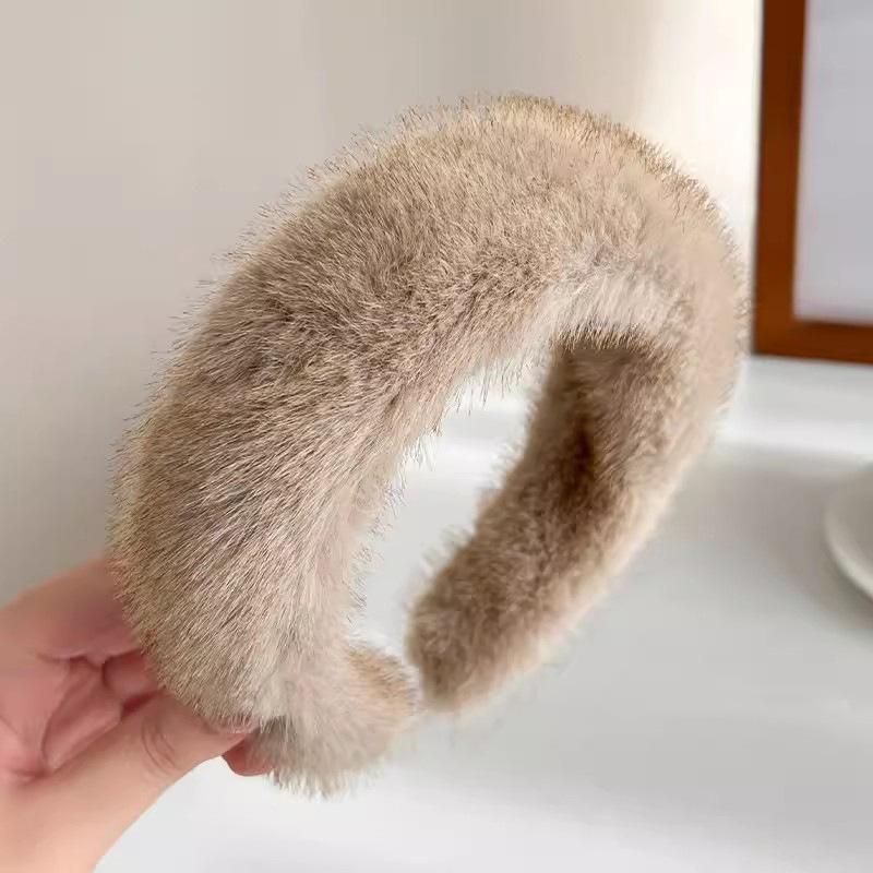 Breitere Dickere Haarbänder für Frauen Mädchen Süße Vielseitige Weiche Flauschige Fellige Haarreifen Temperament Winter Haaraccessoires Geschenke