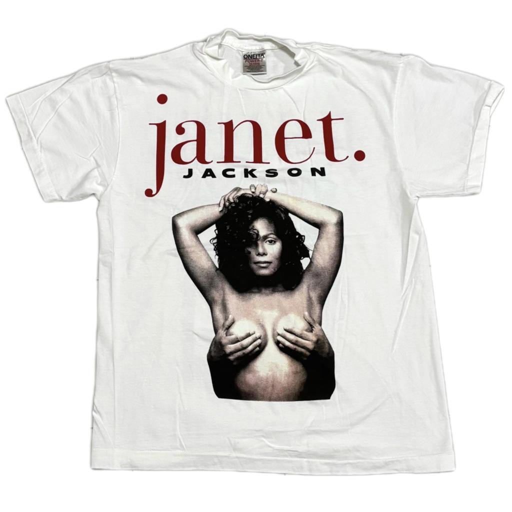 T-Shirt Vintage Janet Jackson Anni '90 Tour di Barcellona Musica XL Punto Singolo RISTAMPA
