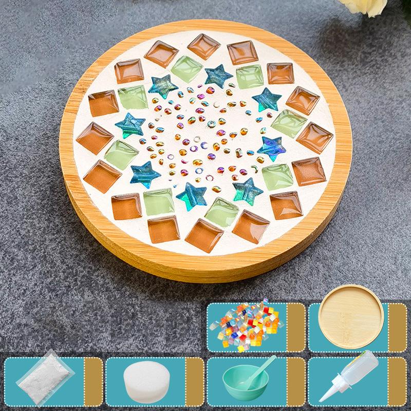 Handmade Diy Mosaic Cup Mat Bottom Bamboo Pad Early Education Free Creation Handicraft Toys