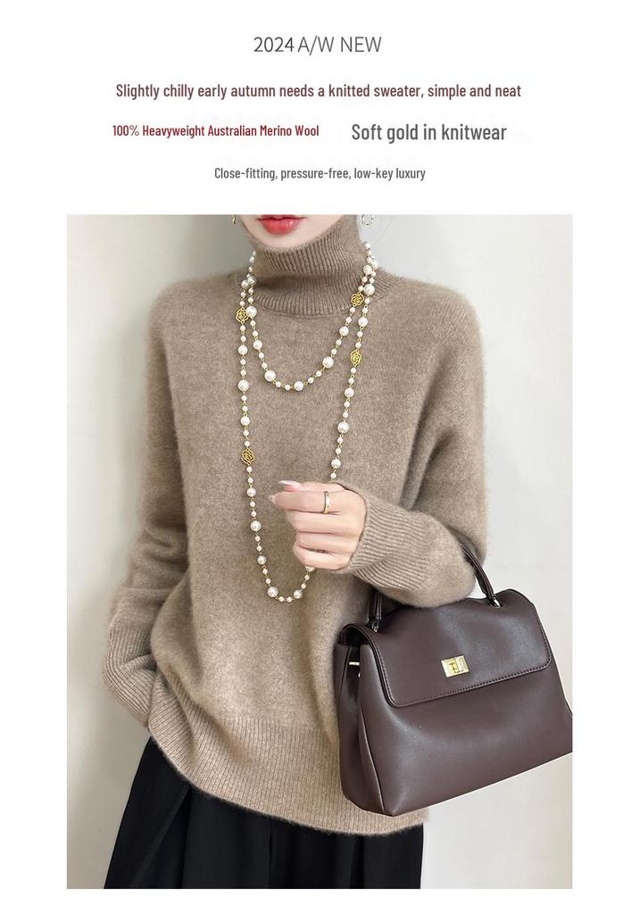 Autumn/Winter Loose High Neck Pure Wool Pullover Sweater