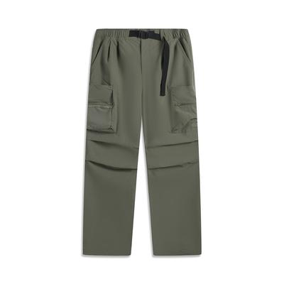 Li Ning CF Su Pure Color Mid Waist Comfortable Breathable Versatile Water Resistant Straight Casual Pants Men Bottoms Tea-Green AYKV203-2