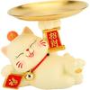Resin Cat Decorative Tray Figurines, Panda Statue Lucky Cat Dancing Funny Cat Statue for Home, Bedroom, Office Entrance Table Decor and Gadgets