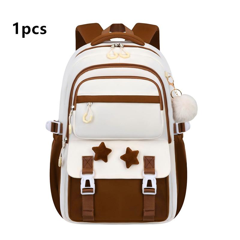 3pecs/set Pentagram School Bags for Junior High School Girls Large Capacity Cute Patchwork Backpack with Pencil Case Lunch Box
