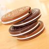 1Pc Cute Creative Simulation Chocolate Sandwich Biscuit Mini Mirror Girls Portable Pocket Makeup Folding Round Mirror with Comb