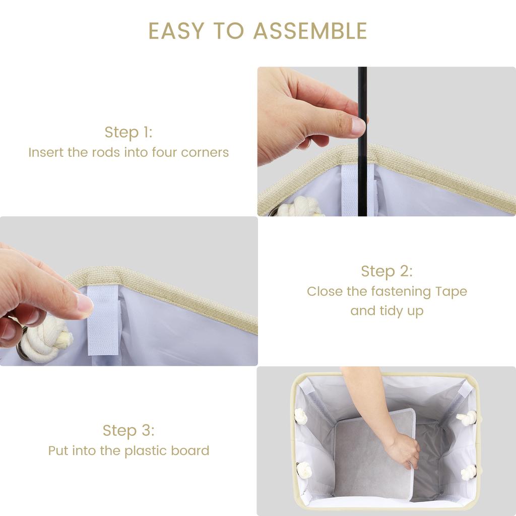Cesto portabiancheria sottile con coperchio (beige) – 45 l – Grande, traspirante e pieghevole Cesto portabiancheria sottile – Grande cesto portaoggetti per vestiti, camera da letto