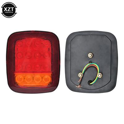 12V 24V Taillight Turn Signal Indicator 16 LED Square Tail Light Car Truck Number Plate Light Rear Reverse Brake Stop Lamp