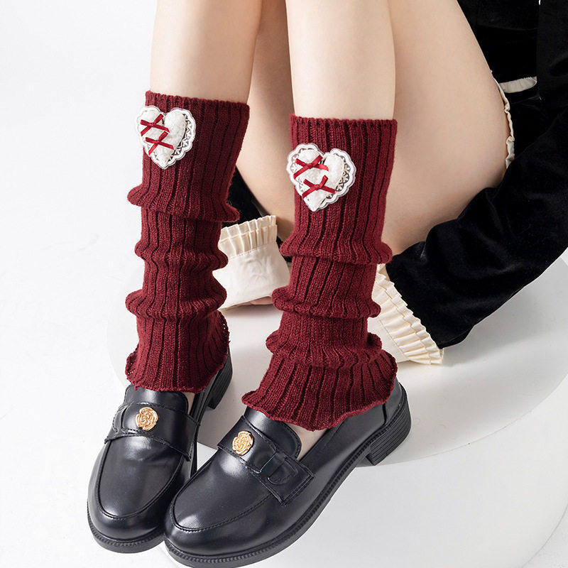 Autumn And Winter Stacking Socks Cover Women'S Knitted Warm New Year Atmosphere Tube Leg Guards Leg Cover Sweet Butterfly Boneless Calf Socks