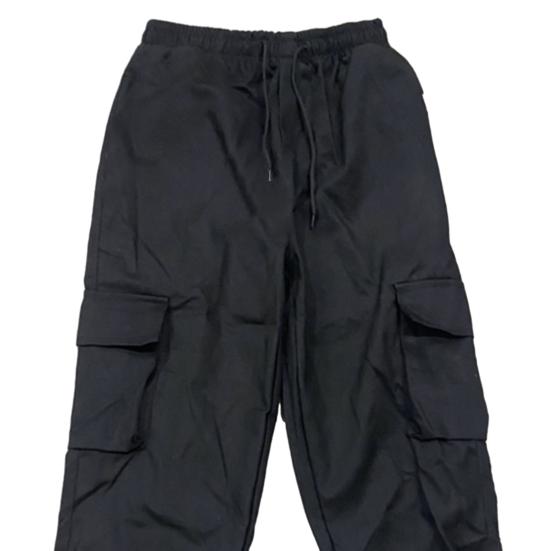 Men Cargo Pants Ankle-banded Loose Solid Color Multi Pockets Soft Breathable Drawstring Elastic Waist Casual Sport Men Sweatpants Long Trousers