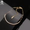 ORSA JEWELS 14K Gold Plated Paperclip Chains Tennis Bracelet For Women Zinc Alloy Sterling Zinc Alloy Handmade Bracelets Zircon SB141