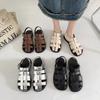 Roman Sandals Female 2024 Summer Retro Flat Bottom Baotou Casual Shoes Hollow Woven Low Heel Sandales Zapatos Para Mujeres