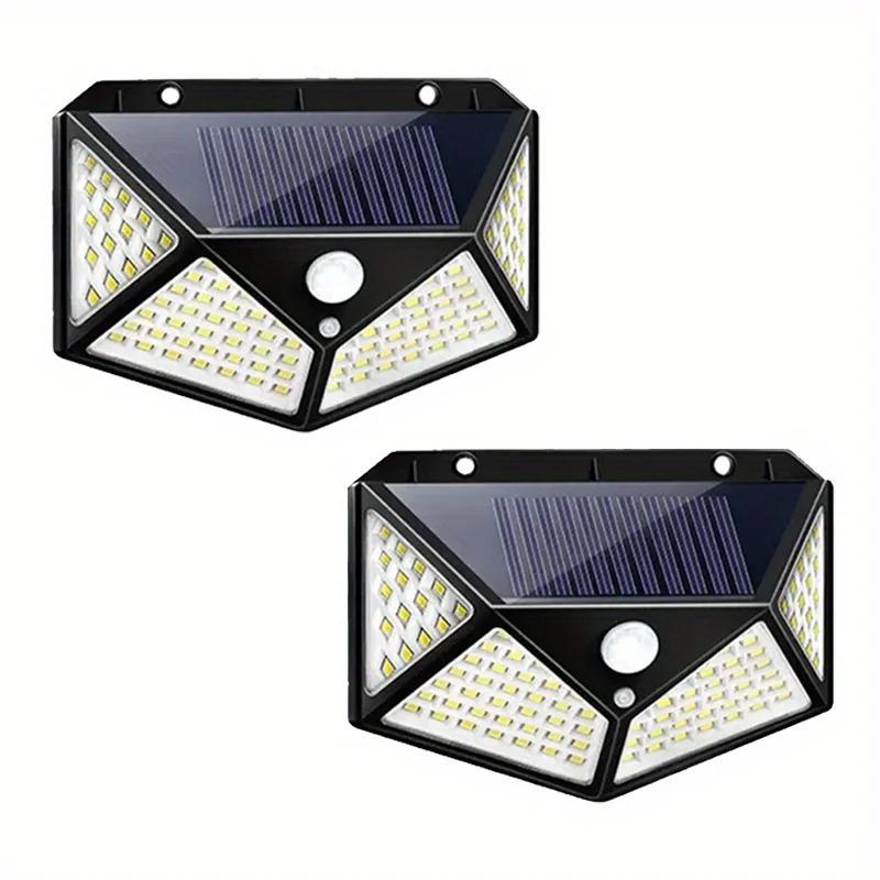 1/2/4/6/8 PCS 100 LED Solar Power Wall Light  1200mAh IP65 Waterproof  Motion Sensor Wall Lights For Garden Outside Decoration