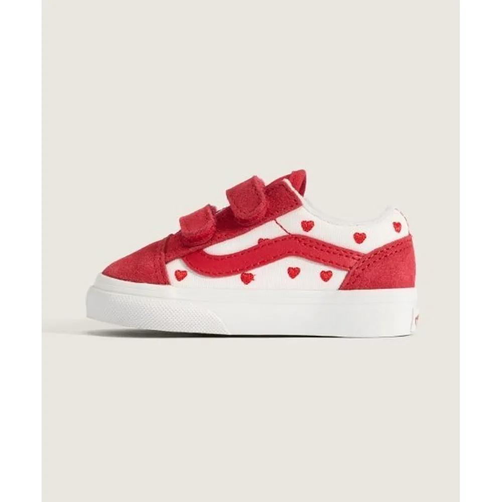 Vans KIDS Old Skool V Toddler Red Hot Valentines Racing Red True White 04 160