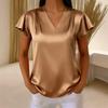 Women's 2026 Summer New V-neck Chiffon Pleated Loose Short-sleeve Top