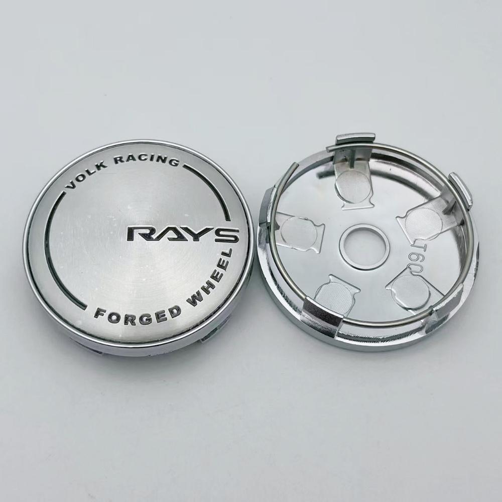 4pcs 60MM ( 56MM I.D ) Rays Logo Emblem Car Wheel Center Caps Wheel Hubcaps Auto Rim Centre Cover Black/Silver Car Accessories