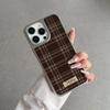INS Fashion Brown Grid Phone Case for iPhone 17 16e 16 15 14 13 12 11 Air Pro Max X XR XSMAX 8 Plus Luxury Clear Soft Back Cover