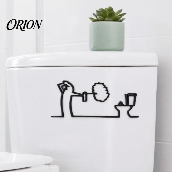 Wall Art Funny Bathroom Sign, 3D Printed Minimalist Line Toilet Living Room Art, Black Modern Home Decor for Washroom Sign