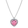 Unique Heart-Shaped Design Cubic Zirconia Necklace Unisex Necklace Pink Silver 394414C01