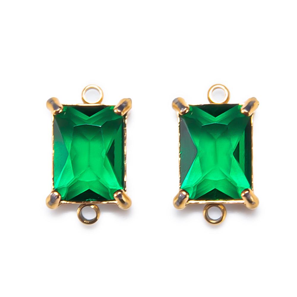10pcs 5pcs Gold Color Stainless Steel Zircon Pendants Green Transparent Crystal Charms Beads for Necklace Jewelry Making DIY