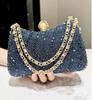 Fine Rhinestone Diamond Inlay Dinner Evening Bag Retro Luxury Gold Silver Blue Small Clutch For Women Wedding Party Shoulder Bag