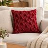 Christmas Throw Pillow Cover Set of 2, Plush Faux Furs Cushion Covers with Raised Embroidery for Coordinated Indoor Seating