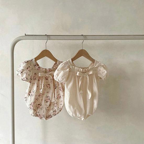 2024 Léto Velký Límec Krajka Bavlna Dětský Romper a Klobouk Set