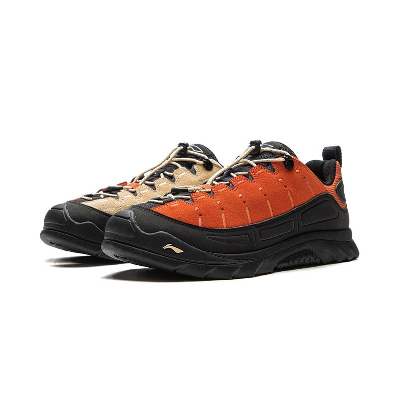 Li Ning CF Su Lin Yun SE Hexloc Anti-Slip Outdoor Shock Absorbing Wear-Resistant Grip Low-Top Hiking Shoes Unisex Hiking Shoes Orange Black AHTV029-2