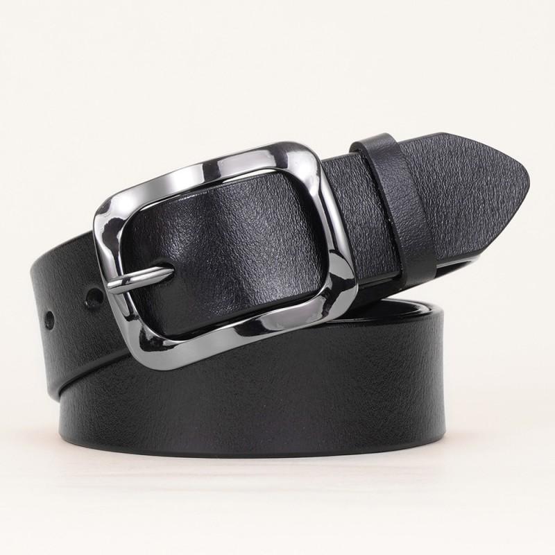 Womens Genuine Leather Belt With Pin Buckle Slim Fit Casual Vintage Waistband Jeans Trousers